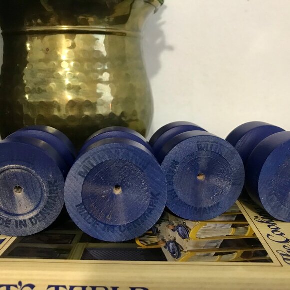 MCM MURMANN Made in Denmark Vintage Blue Wooden Tealight Candleholders - Picture 10 of 10